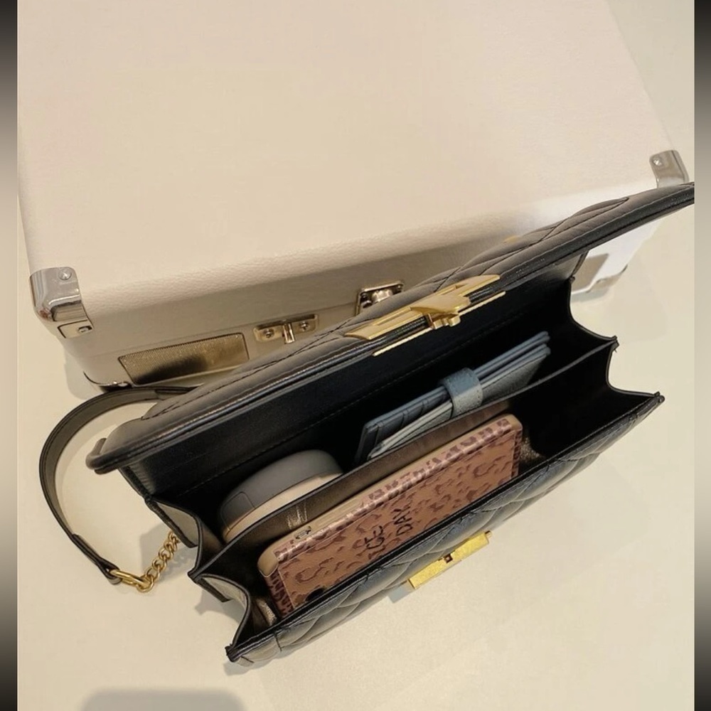 Black Crossbody / Shoulder Bag with gold accents - Picture 6 of 10